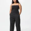 Tapered broek van linnen en katoen voor dames