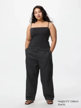 Tapered broek van linnen en katoen voor dames