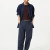 Tapered broek van linnen en katoen voor dames | Gestreepte