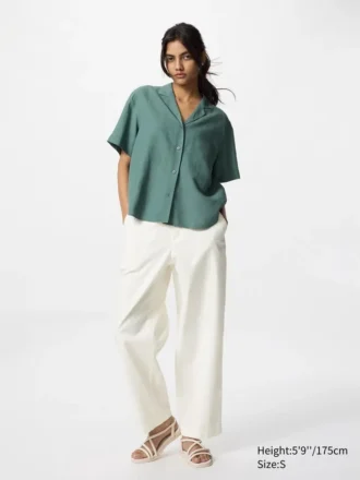 Tapered broek van linnen en katoen voor dames | Tall