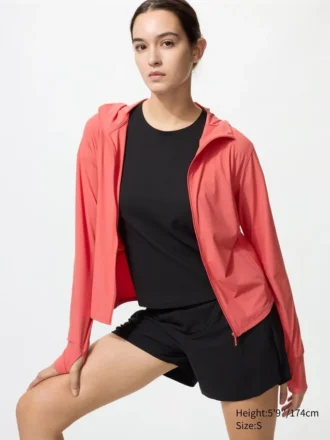Ultra Stretch AIRism UV-beschermende Hoodie met volledige ritssluiting voor dames