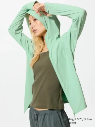 Ultra Stretch AIRism UV-beschermende Hoodie met volledige ritssluiting voor dames