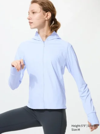 Ultra Stretch AIRism UV-beschermende Hoodie met volledige ritssluiting voor dames