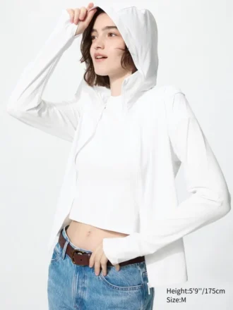 Ultra Stretch AIRism UV-beschermende Hoodie met volledige ritssluiting voor dames