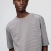 Unisex AIRism katoenen oversized gestreept T-shirt