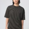 Unisex AIRism katoenen oversized gestreept T-shirt
