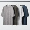 Unisex AIRism katoenen oversized gestreept T-shirt