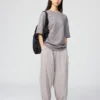 Unisex AIRism katoenen oversized gestreept T-shirt