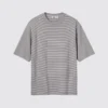 Unisex AIRism katoenen oversized gestreept T-shirt