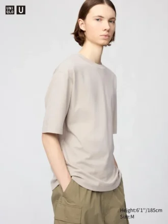 Unisex AIRism katoenen oversized T-shirt | Halflange mouwen