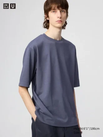 Unisex AIRism katoenen oversized T-shirt | Halflange mouwen