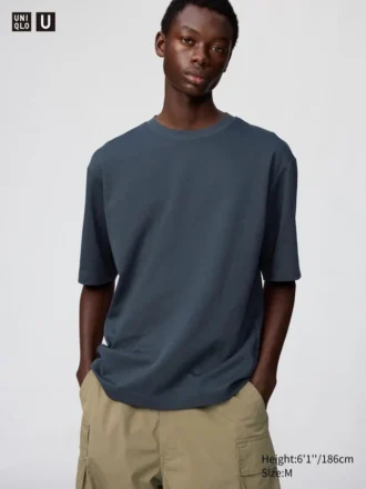 Unisex AIRism katoenen oversized T-shirt | Halflange mouwen
