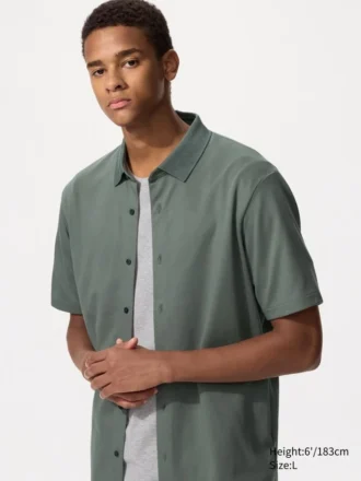 Unisex AIRism katoenen piqué Poloshirt met volledige opening