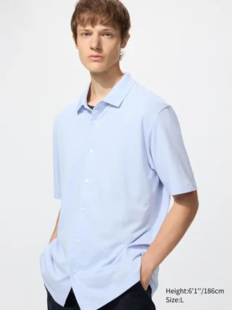 Unisex AIRism katoenen piqué Poloshirt met volledige opening