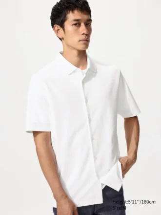 Unisex AIRism katoenen piqué Poloshirt met volledige opening