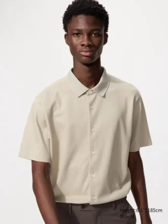 Unisex AIRism katoenen piqué Poloshirt met volledige opening