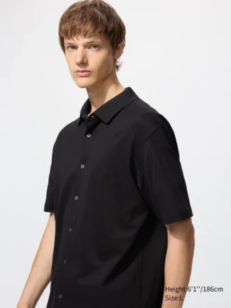Unisex AIRism katoenen piqué Poloshirt met volledige opening