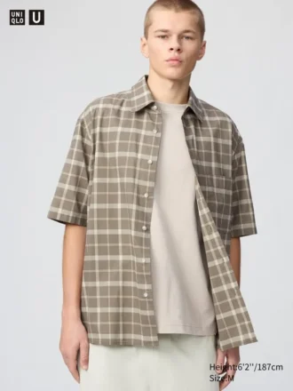 Unisex boxy overhemd | Korte mouwen | Geruit