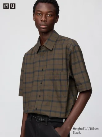 Unisex boxy overhemd | Korte mouwen | Geruit
