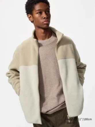 Unisex fleecejas met doorlopende rits | Color Block
