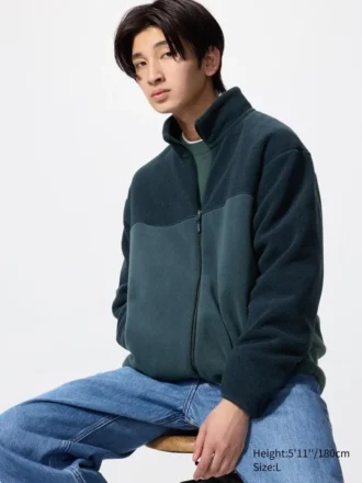Unisex fleecejas met doorlopende rits | Color Block