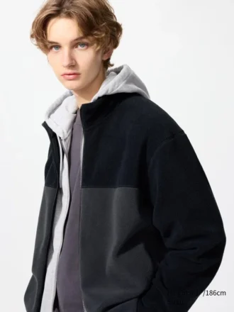 Unisex fleecejas met doorlopende rits | Color Block