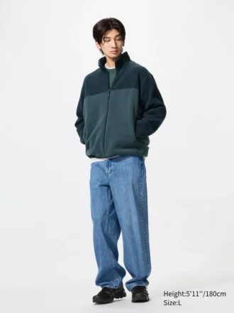 Unisex fleecejas met doorlopende rits | Color Block
