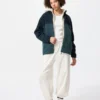 Unisex fleecejas met doorlopende rits | Color Block
