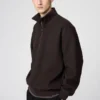 Unisex geborsteld sweater met halve rits