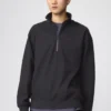 Unisex geborsteld sweater met halve rits