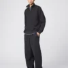 Unisex geborsteld sweater met halve rits