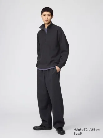 Unisex geborsteld sweater met halve rits