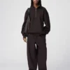 Unisex geborsteld sweater met halve rits