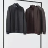 Unisex geborsteld sweater met halve rits