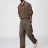 Unisex geplooide wijde taps toelopende broek