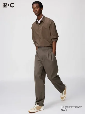 Unisex geplooide wijde taps toelopende broek