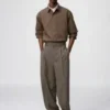 Unisex geplooide wijde taps toelopende broek