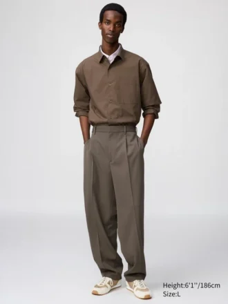 Unisex geplooide wijde taps toelopende broek
