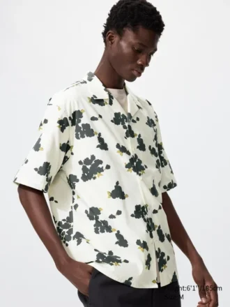Unisex overhemd met open kraag | Korte mouwen | Bedrukt