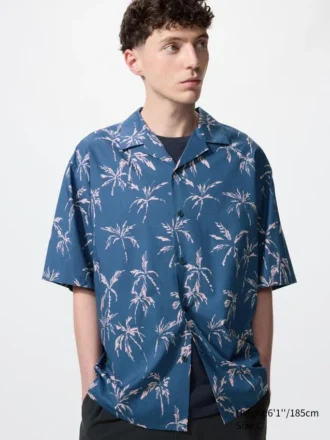 Unisex overhemd met open kraag | Korte mouwen | Bedrukt