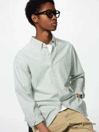 Unisex overhemd van broadcloth | Button-down | Gestreepte