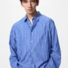 Unisex overhemd van broadcloth | Standaard kraag | Gestreepte