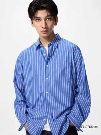 Unisex overhemd van broadcloth | Standaard kraag | Gestreepte