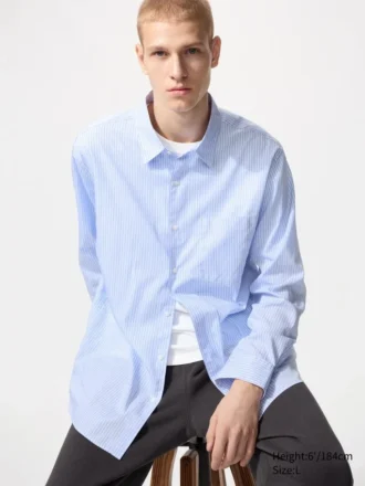 Unisex overhemd van broadcloth | Standaard kraag | Gestreepte