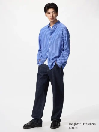 Unisex overhemd van broadcloth | Standaard kraag | Gestreepte
