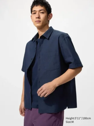 Unisex seersuckershirt | Korte mouwen