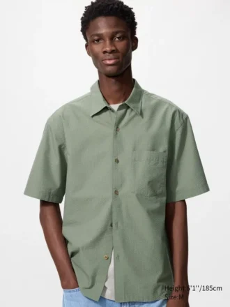 Unisex seersuckershirt | Korte mouwen