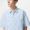 Unisex seersuckershirt | Korte mouwen | Gestreepte Unisex seersuckershirt | Korte mouwen | Gestreepte