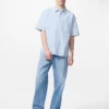Unisex seersuckershirt | Korte mouwen | Gestreepte Unisex seersuckershirt | Korte mouwen | Gestreepte