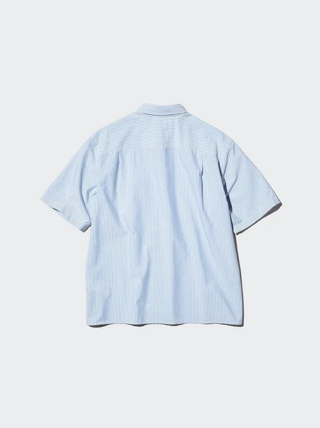 Unisex seersuckershirt | Korte mouwen | Gestreepte Unisex seersuckershirt | Korte mouwen | Gestreepte